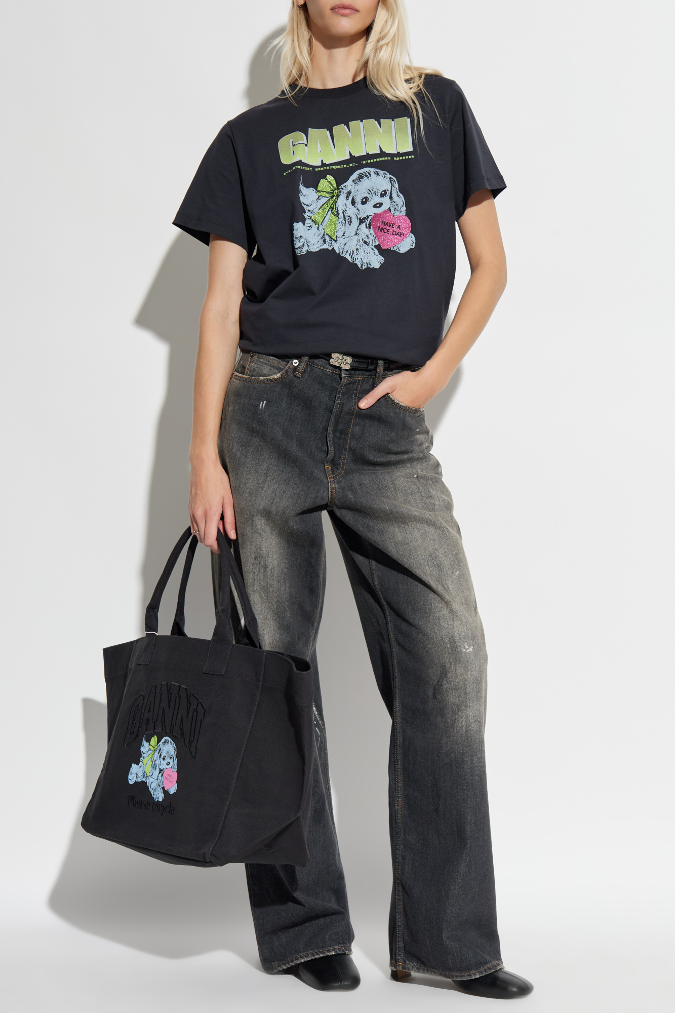 Tシャツ・カットソー Ganni W0321 943 Shirts Brown ganni shirt womanprinted satin shirt - w0321 943 Talla 36